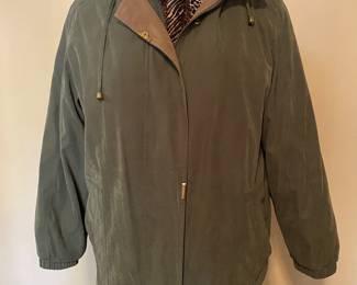 Faux green suede raincoat with hood