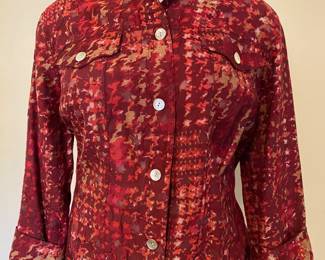 Rust blouse with shell buttons by Ruby Rd.