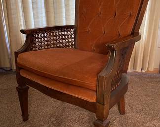 Vintage side chair with caning