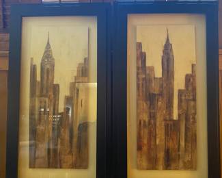 Pair of New York skyline prints
