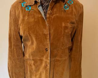 Jane Seymour suede leather shell with embroidery detail