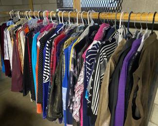 Many racks of women’s clothing