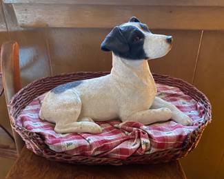 Resin dog with bed