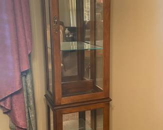 Solid wood curio with glass shelves