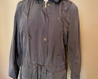 Charter Club olive raincoat with hood & drawstring waist