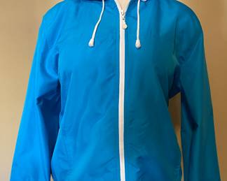 Vintage turquoise Sag Harbor wind breaker with hood