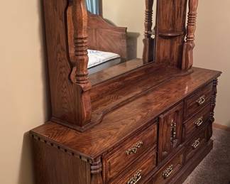 Dresser with large lighted mirror