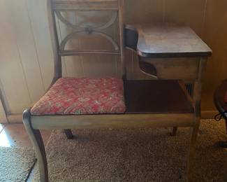 Vintage phone table with quilted seat
