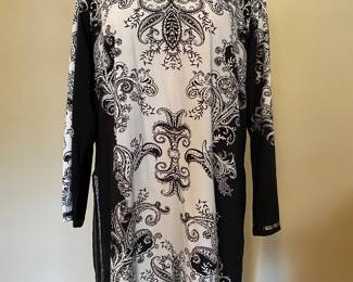 Black & white dress with bead detail by Roaman’s