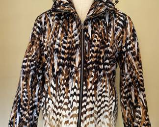 Feather print jacket by Drapers & Damon’s with drawstring collar