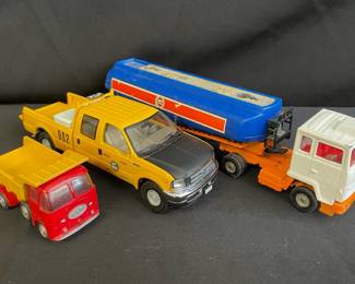 Three Metal Diecast Vehicles * Ford Truck * Gulf Oil Tanker * Corgi Major * Corgi ERF