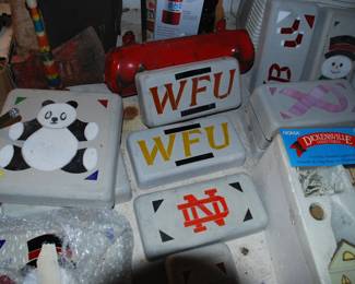 The bricks were made by a family member, They have stain glass mounted in the brick