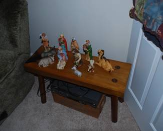 vintage Bench and a Nativity Set