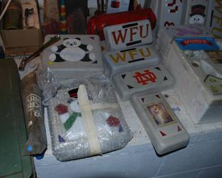 The bricks were made by a family member, They have stain glass mounted in the brick