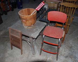Primitive table and kitchen chair