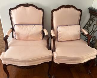 These are beautiful light peach Louis XV chairs