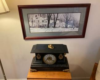 ANTIQUE CLOCK, WONDERFUL PRINTS