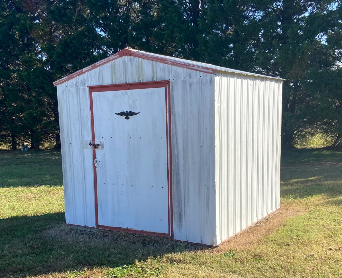 8ft x 8 ft Metal building with wood frame. *Must be moved by Nov 23