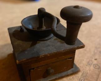 Vintage cast iron and wood grinder