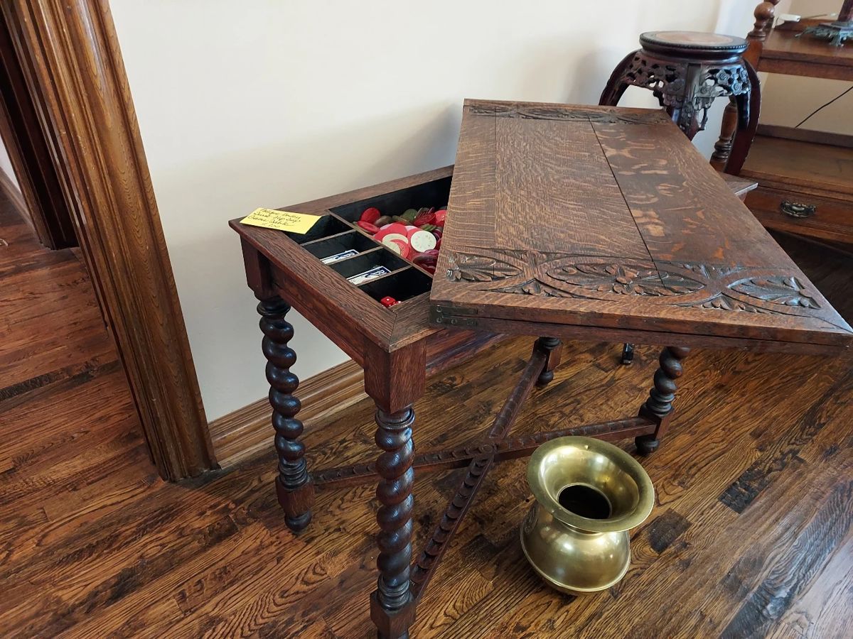 Antique Barley Twist Flip Top Table