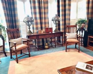 Barley Twist Library Table & Barley Twist Chairs