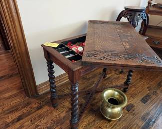 Antique Barley Twist Flip Top Table