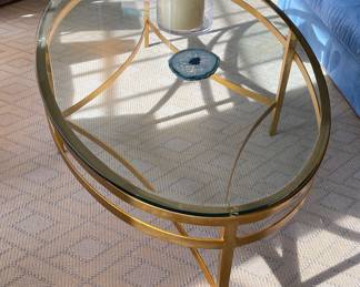 Oval Gold Framed Glass Table
