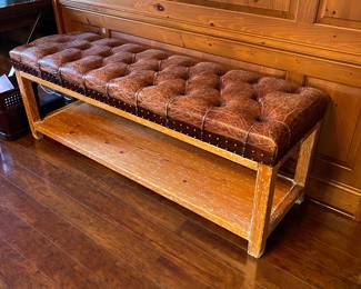 Tufted Leather Bench