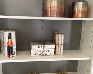 Decorative vases, books