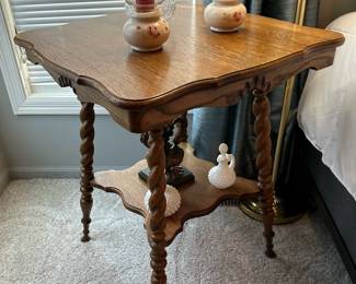 Quarter Sawn Side Table with Barley Twist Legs