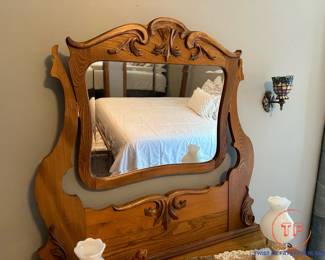 American Antique 3 Drawer Country Dresser with Swivel Mirror