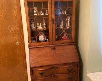 Vintage JASPER CABINET Drop Front Secretary with Display Cabinet