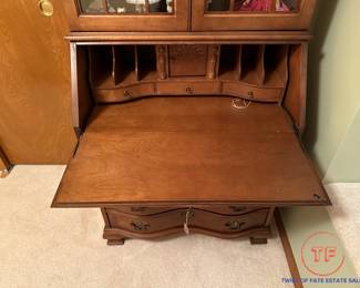 Vintage JASPER CABINET Drop Front Secretary with Display Cabinet
