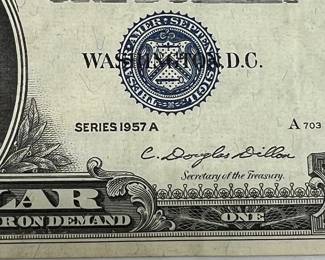 1957 Blue Seal Silver Certificate One Dollar