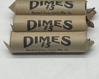 Three unsearched rolls of dimes