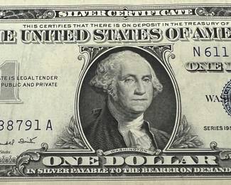 1957 Blue Seal Silver Certificate One Dollar