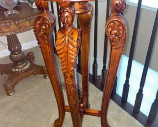 Carved Figural Wood Pedestal