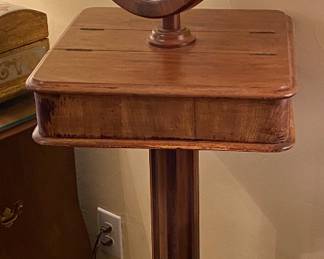 Mahogany shaving mirror on column  pedestal. 
A Rare Antique & Unique Find! 