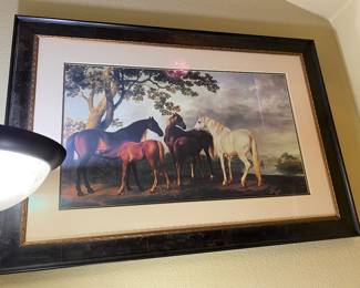 ANTIQUE beautifully framed George Stubbs Equestrian Art / Mares & Foals landscape