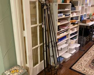 Garden  bench and metal easels