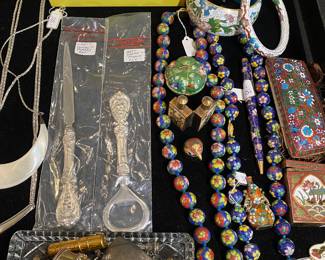 Nice collection  of  Cloisonné! Sterling silver bits and pieces!