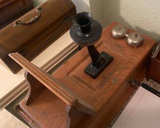 Antique wall crank western electric telephone
