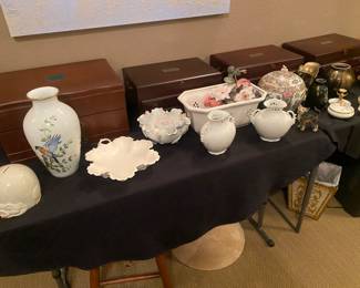 Reed and Barton silverware chest and jewelry boxes