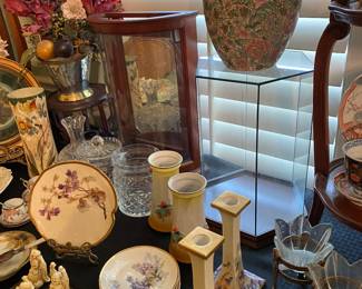 Handpainted China ginger jar 
 brass cranes 
Nippon painted pieces 
little Buddha’s 
… Just a nice assortment of pretty things