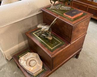 Rare Antique  library table - display cabinet with leather inserts and hidden storage