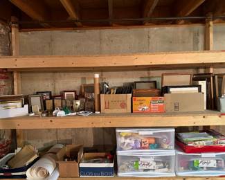 Basement 
Frames, gift wrapping supplies 