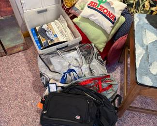 Basement 
Twin air mattress, bags, pillows