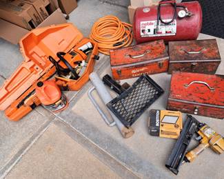 Still chain saw, Milwaukee Sawzall and Bostich finish nailer