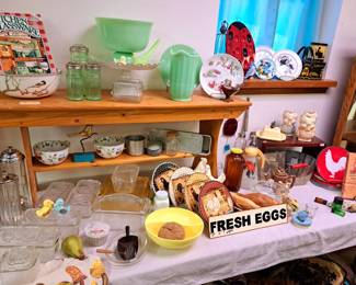 Jadite and glass refrigerator jars