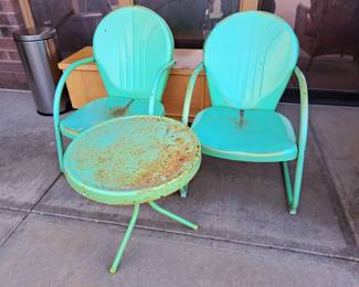 Much, much outdoor items!! Vintage metal 3 pcs. patio set